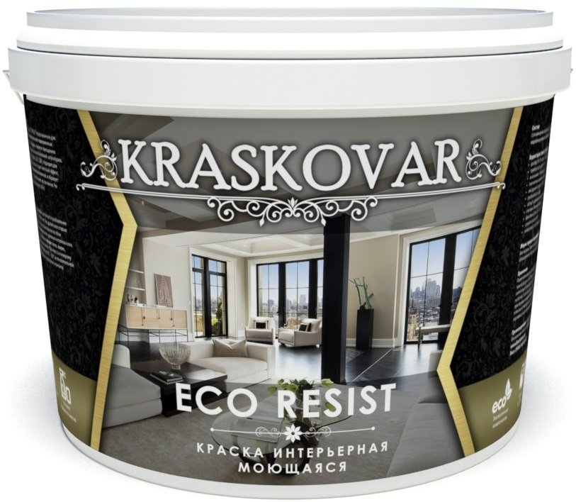 Краска интерьерная Kraskovar Eco Resist, белая 2л